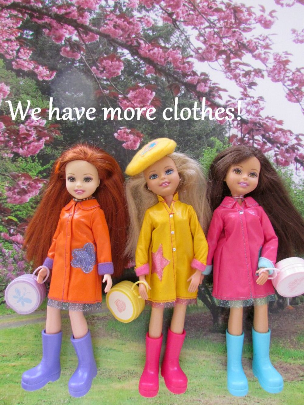 WEE 3 FRIENDS DOLLS w RAINCOATS BOOTS & CUTE CLOTHES 23 ITEMS 10" BARBIE VINTAGE